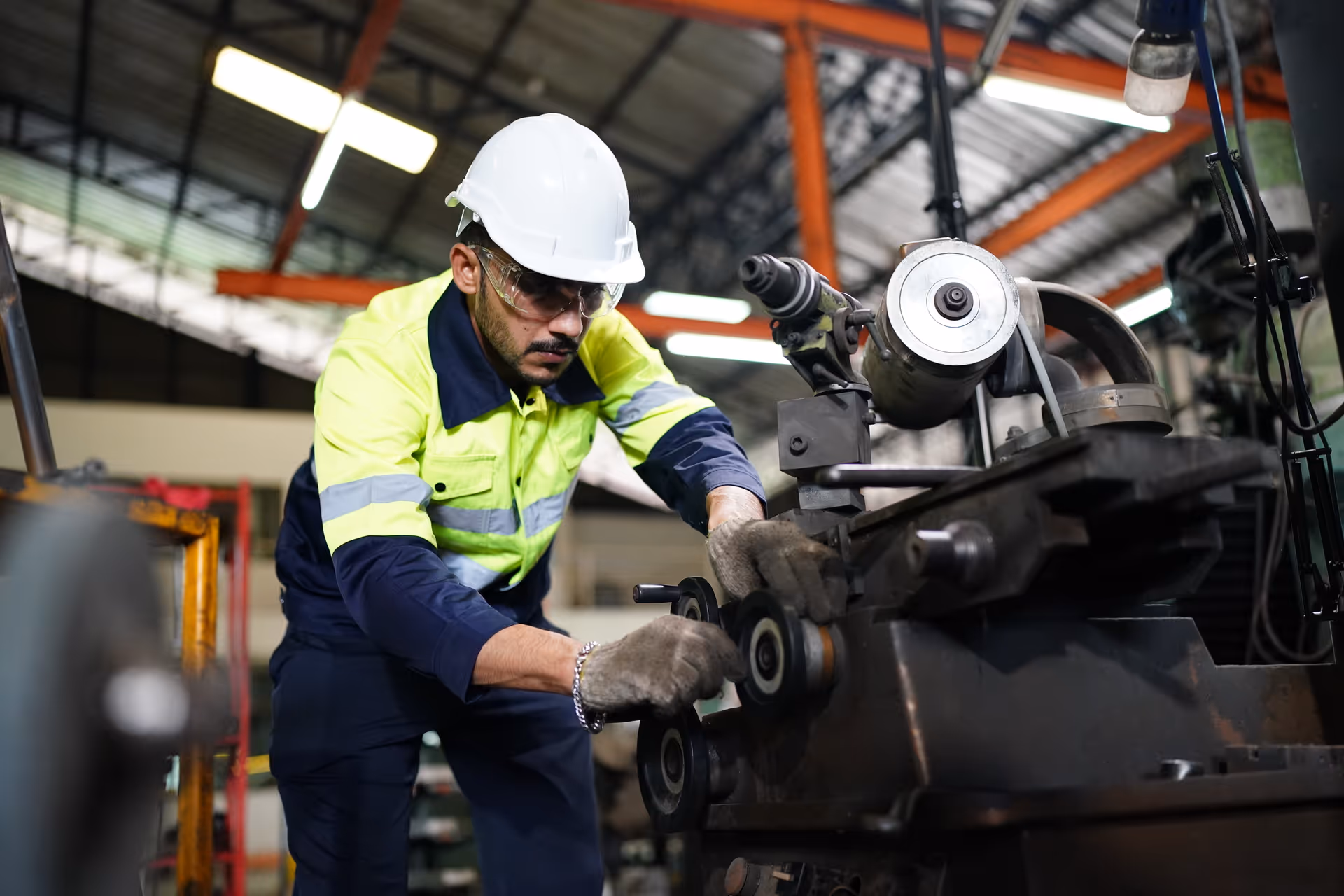 Worker with hard hat